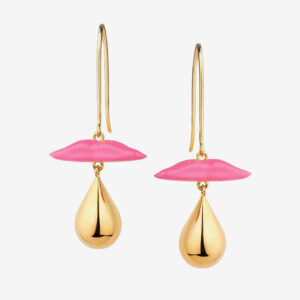 Eshvi London Lips Pink Earrings Gold